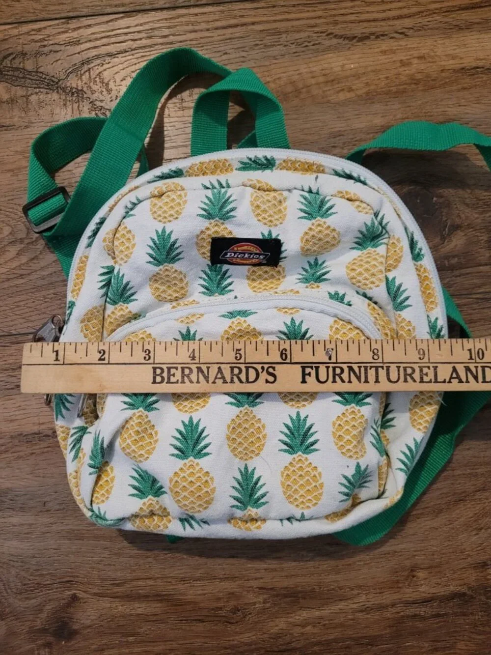 Dickies White Pineapple Print Mini Backpack with Green Straps